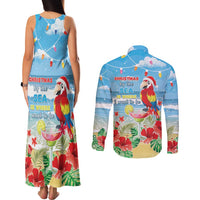 Hawaii Christmas Couples Matching Tank Maxi Dress and Long Sleeve Button Shirt Funny Macaw Parrot Tropical Vibe LT05 - Polynesian Pride
