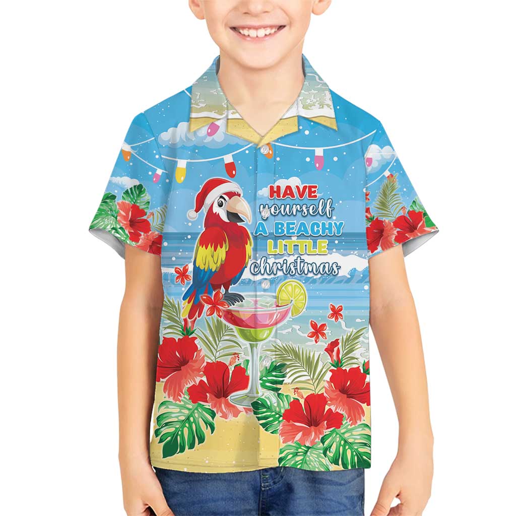 Hawaii Christmas Family Matching Tank Maxi Dress and Hawaiian Shirt Funny Macaw Parrot Tropical Vibe LT05 Son's Shirt Blue - Polynesian Pride