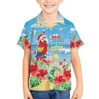 Hawaii Christmas Family Matching Tank Maxi Dress and Hawaiian Shirt Funny Macaw Parrot Tropical Vibe LT05 Son's Shirt Blue - Polynesian Pride