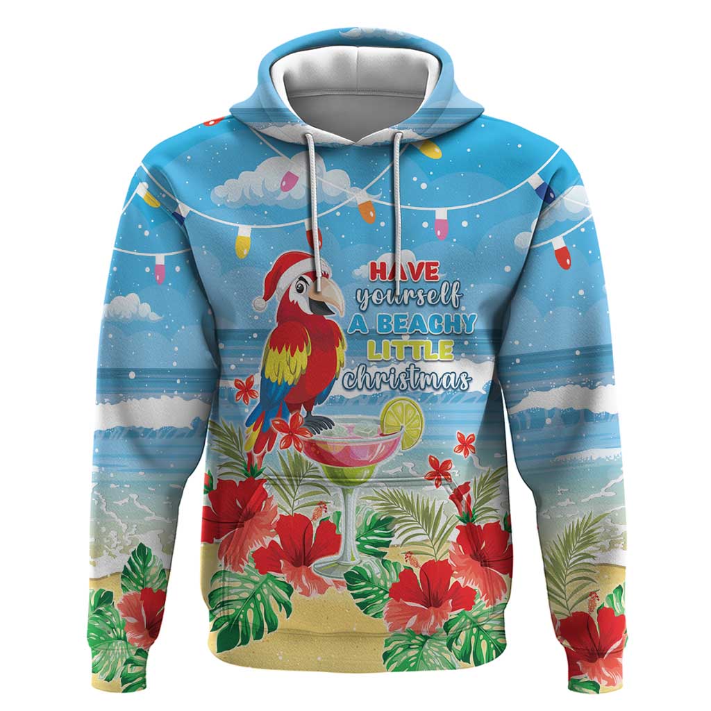 Hawaii Christmas Hoodie Funny Macaw Parrot Tropical Vibe LT05 Pullover Hoodie Blue - Polynesian Pride