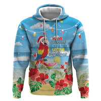 Hawaii Christmas Hoodie Funny Macaw Parrot Tropical Vibe LT05 Pullover Hoodie Blue - Polynesian Pride
