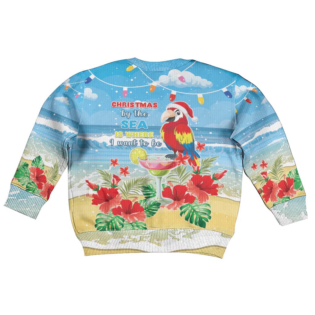 Hawaii Christmas Kid Ugly Christmas Sweater Funny Macaw Parrot Tropical Vibe