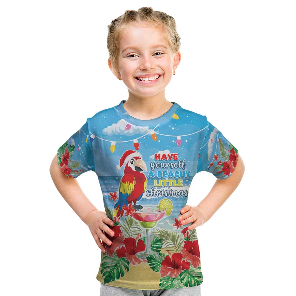 Hawaii Christmas Kid T Shirt Funny Macaw Parrot Tropical Vibe LT05 Blue - Polynesian Pride