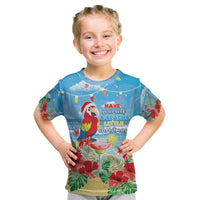 Hawaii Christmas Kid T Shirt Funny Macaw Parrot Tropical Vibe