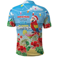 Hawaii Christmas Polo Shirt Funny Macaw Parrot Tropical Vibe
