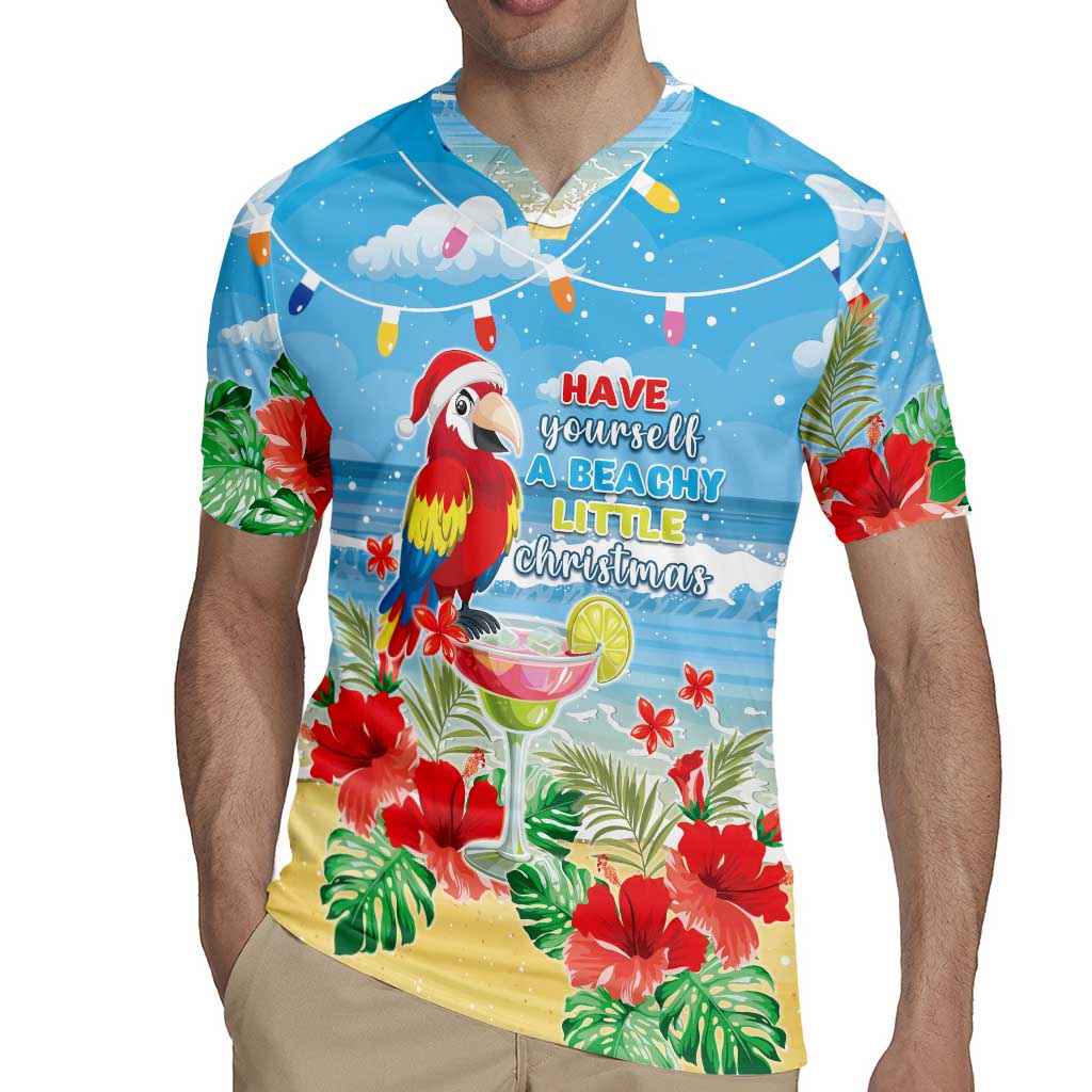 Hawaii Christmas Rugby Jersey Funny Macaw Parrot Tropical Vibe