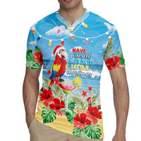Hawaii Christmas Rugby Jersey Funny Macaw Parrot Tropical Vibe