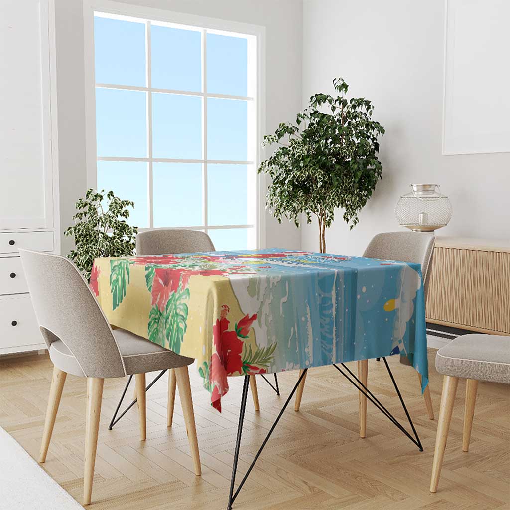 Hawaii Christmas Tablecloth Funny Macaw Parrot Tropical Vibe
