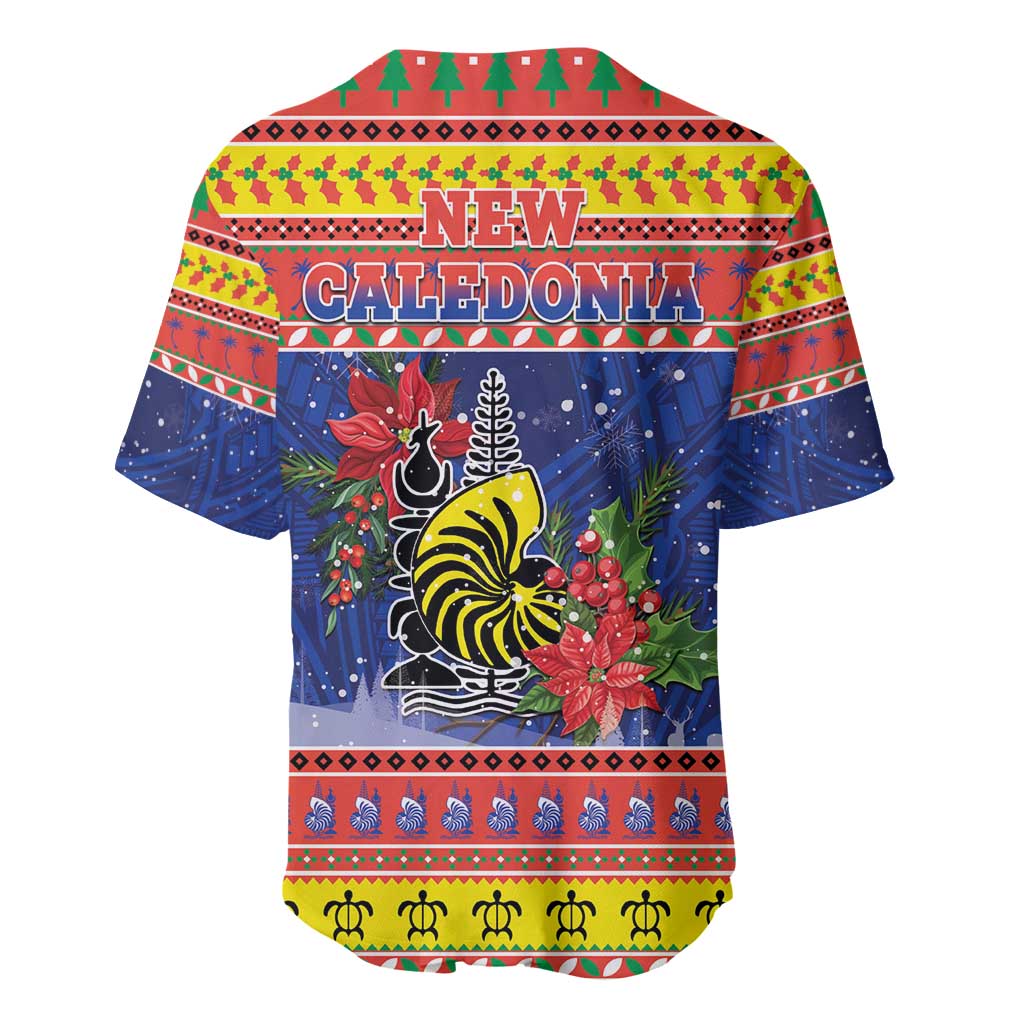 New Caledonia Christmas Baseball Jersey Kanaky Poinsettia Joyeux Noel LT05 - Polynesian Pride