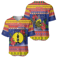 New Caledonia Christmas Baseball Jersey Kanaky Poinsettia Joyeux Noel LT05 - Polynesian Pride