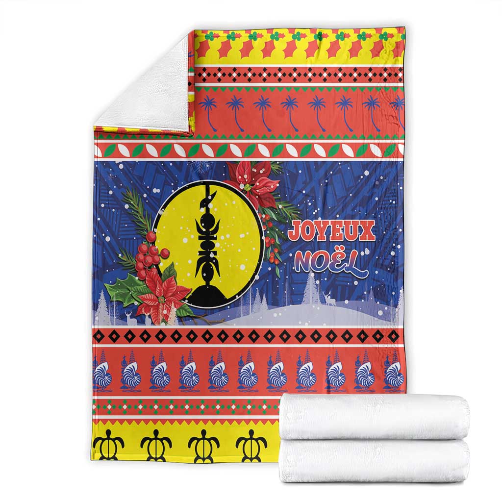 New Caledonia Christmas Blanket Kanaky Poinsettia Joyeux Noel