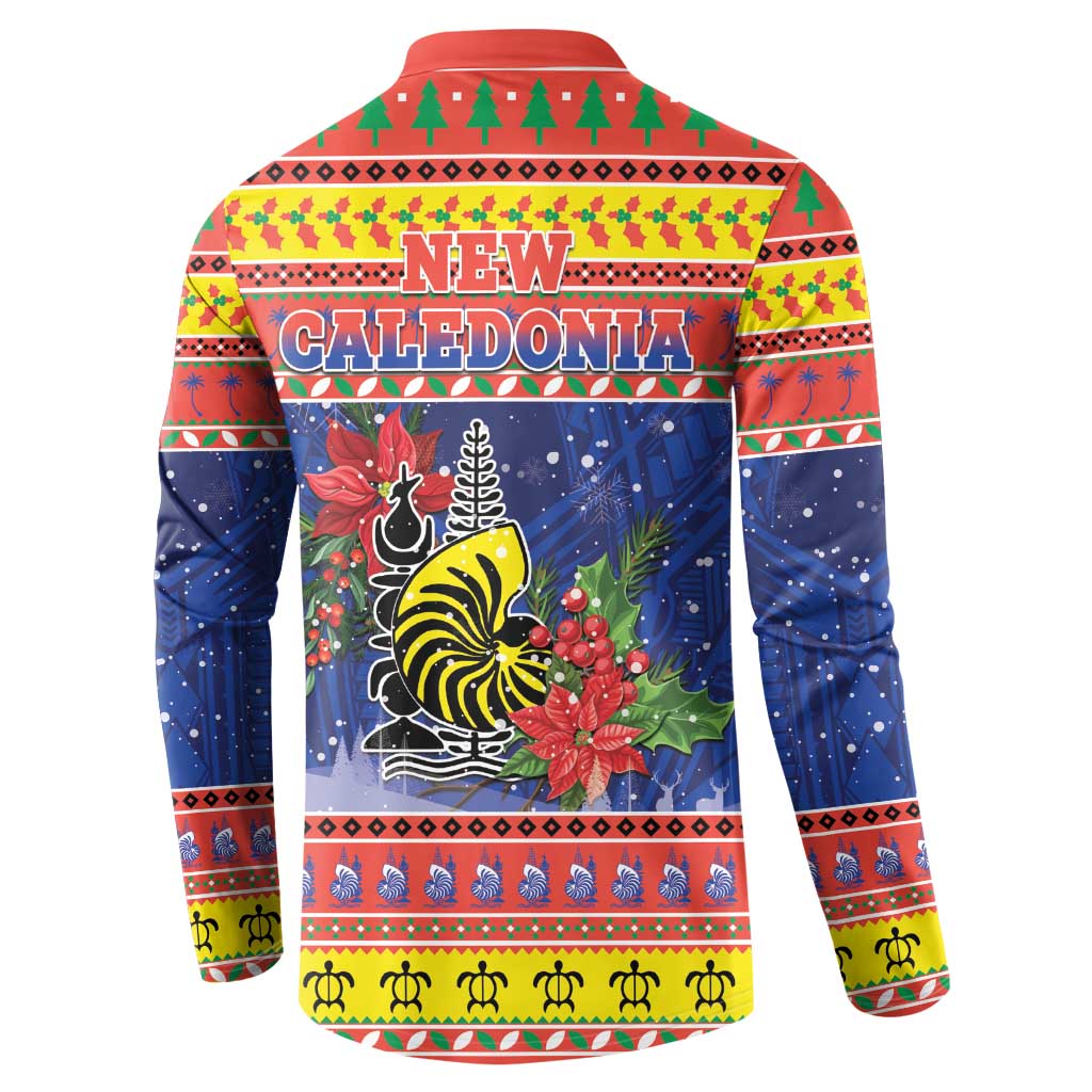 New Caledonia Christmas Button Sweatshirt Kanaky Poinsettia Joyeux Noel