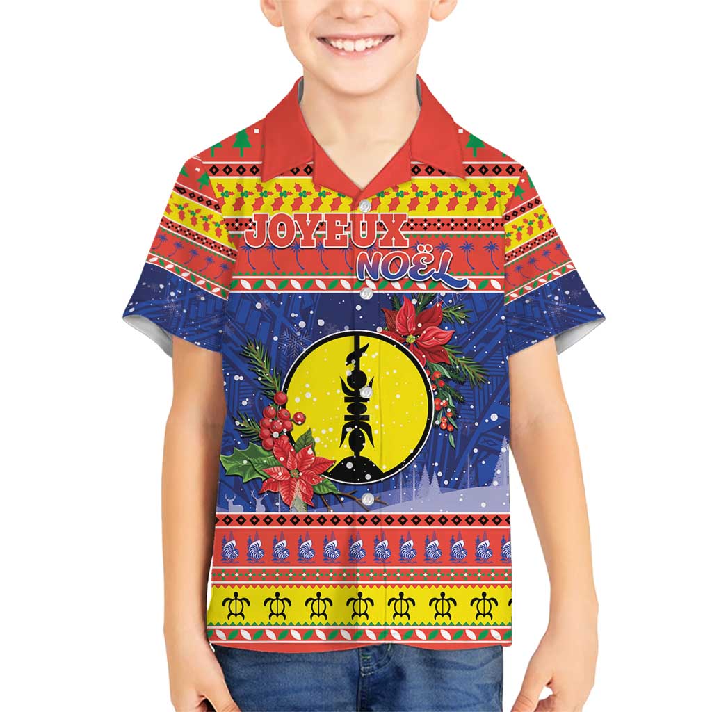New Caledonia Christmas Family Matching Summer Maxi Dress and Hawaiian Shirt Kanaky Poinsettia Joyeux Noel