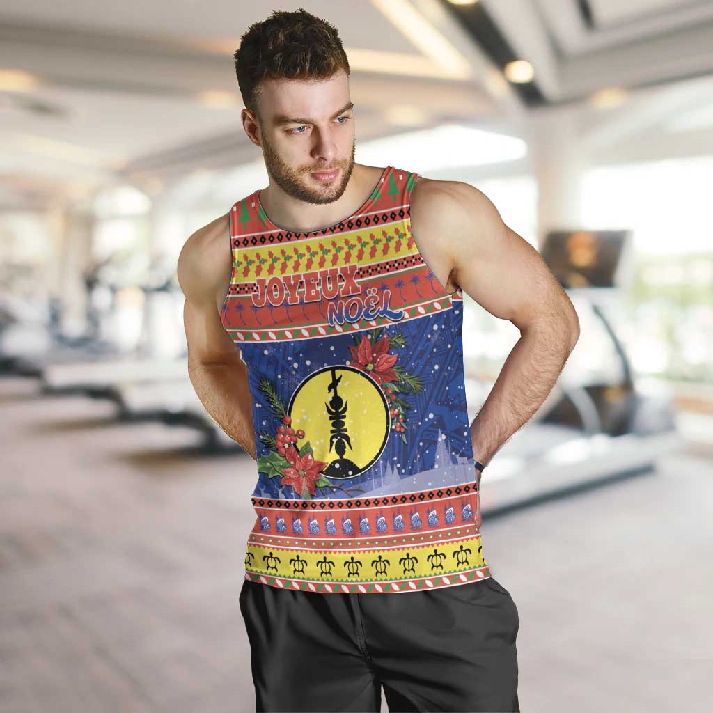 New Caledonia Christmas Men Tank Top Kanaky Poinsettia Joyeux Noel LT05 Red - Polynesian Pride