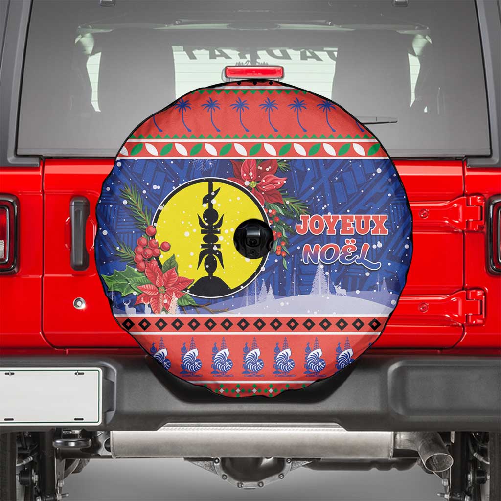 New Caledonia Christmas Spare Tire Cover Kanaky Poinsettia Joyeux Noel