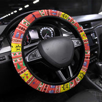 New Caledonia Christmas Steering Wheel Cover Kanaky Poinsettia Joyeux Noel LT05 Universal Fit Red - Polynesian Pride