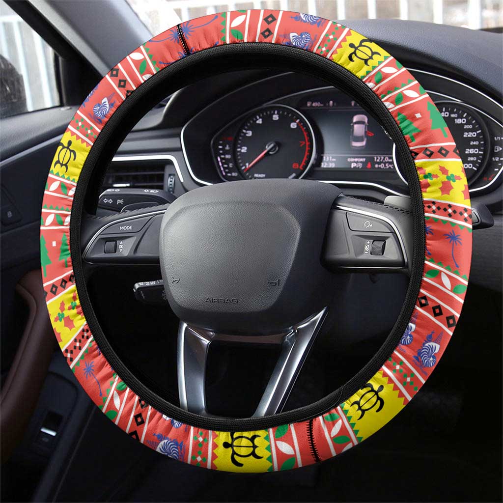 New Caledonia Christmas Steering Wheel Cover Kanaky Poinsettia Joyeux Noel LT05 - Polynesian Pride