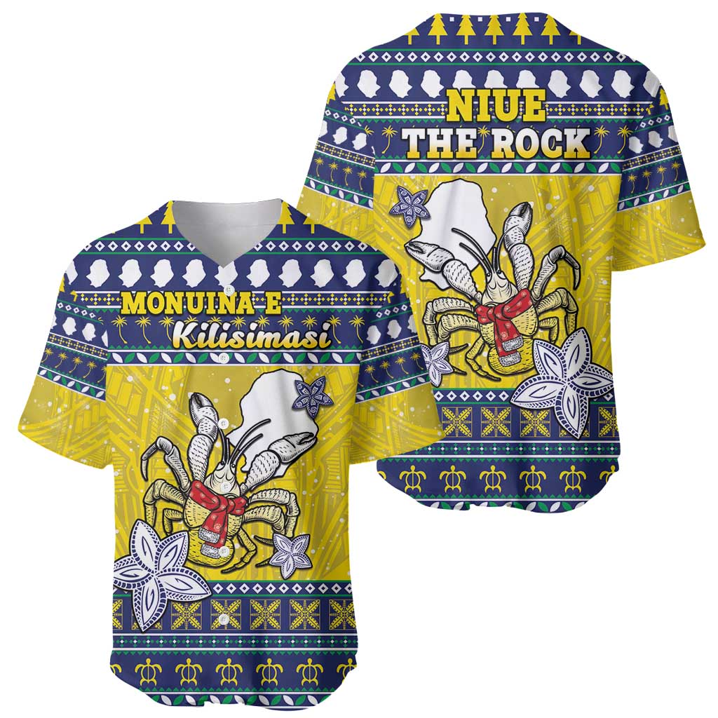 Niue The Rock Christmas Baseball Jersey Niuean Crab Monuina E Kilisimasi LT05 - Polynesian Pride