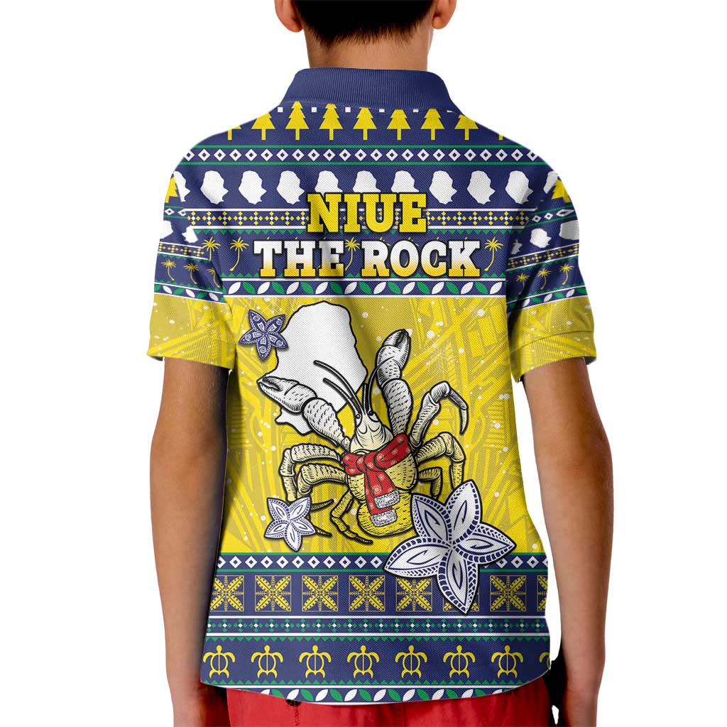 Niue The Rock Christmas Kid Polo Shirt Niuean Crab Monuina E Kilisimasi