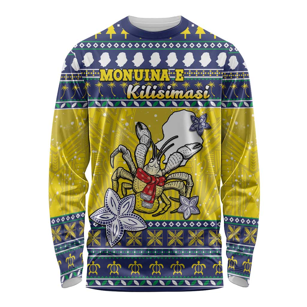 Niue The Rock Christmas Long Sleeve Shirt Niuean Crab Monuina E Kilisimasi LT05 Unisex Blue - Polynesian Pride
