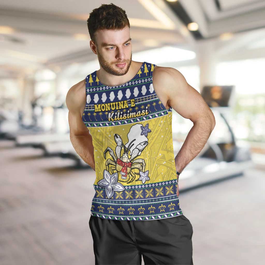 Niue The Rock Christmas Men Tank Top Niuean Crab Monuina E Kilisimasi LT05 Blue - Polynesian Pride