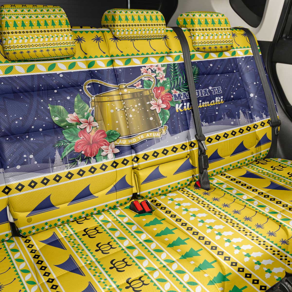 Tokelau Christmas Back Car Seat Cover Tokelauan Badge Manuia Te Kilihimahi LT05 - Polynesian Pride