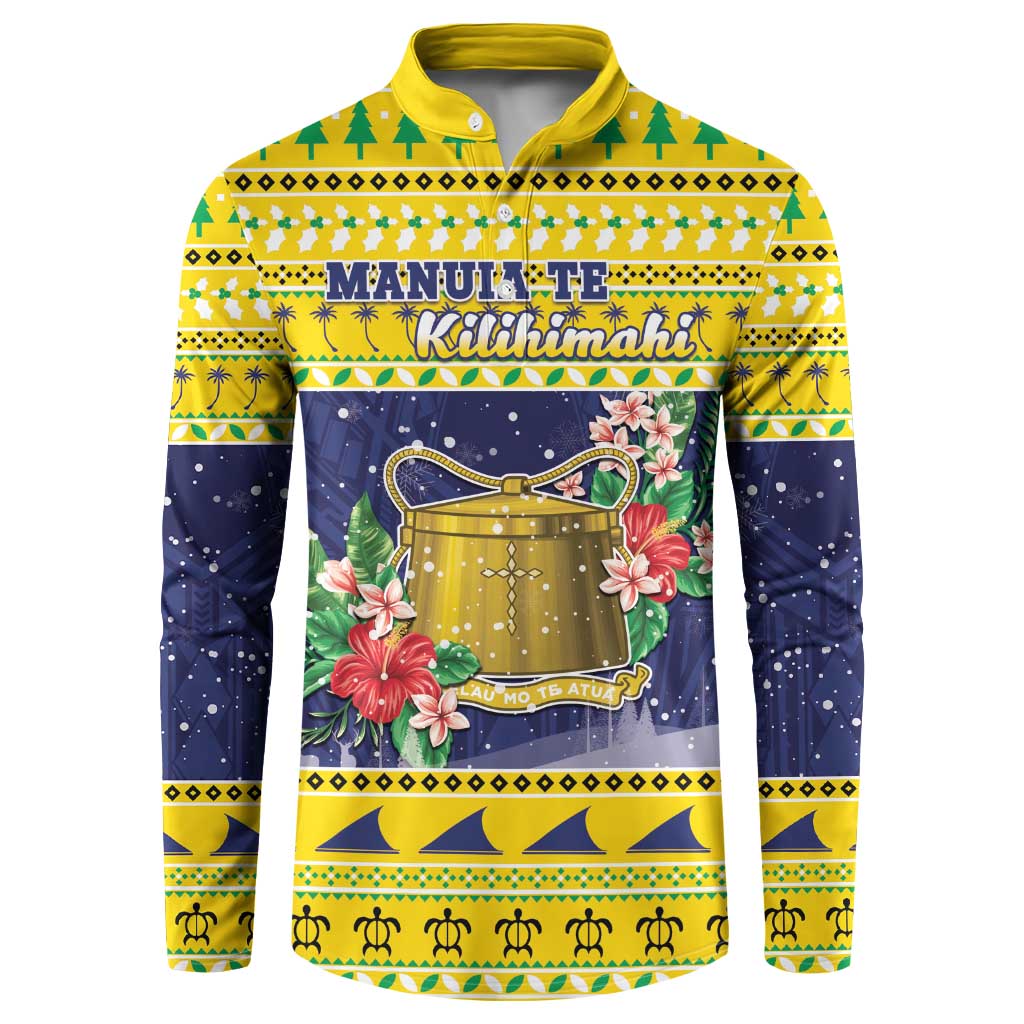 Tokelau Christmas Button Sweatshirt Tokelauan Badge Manuia Te Kilihimahi LT05 Yellow - Polynesian Pride