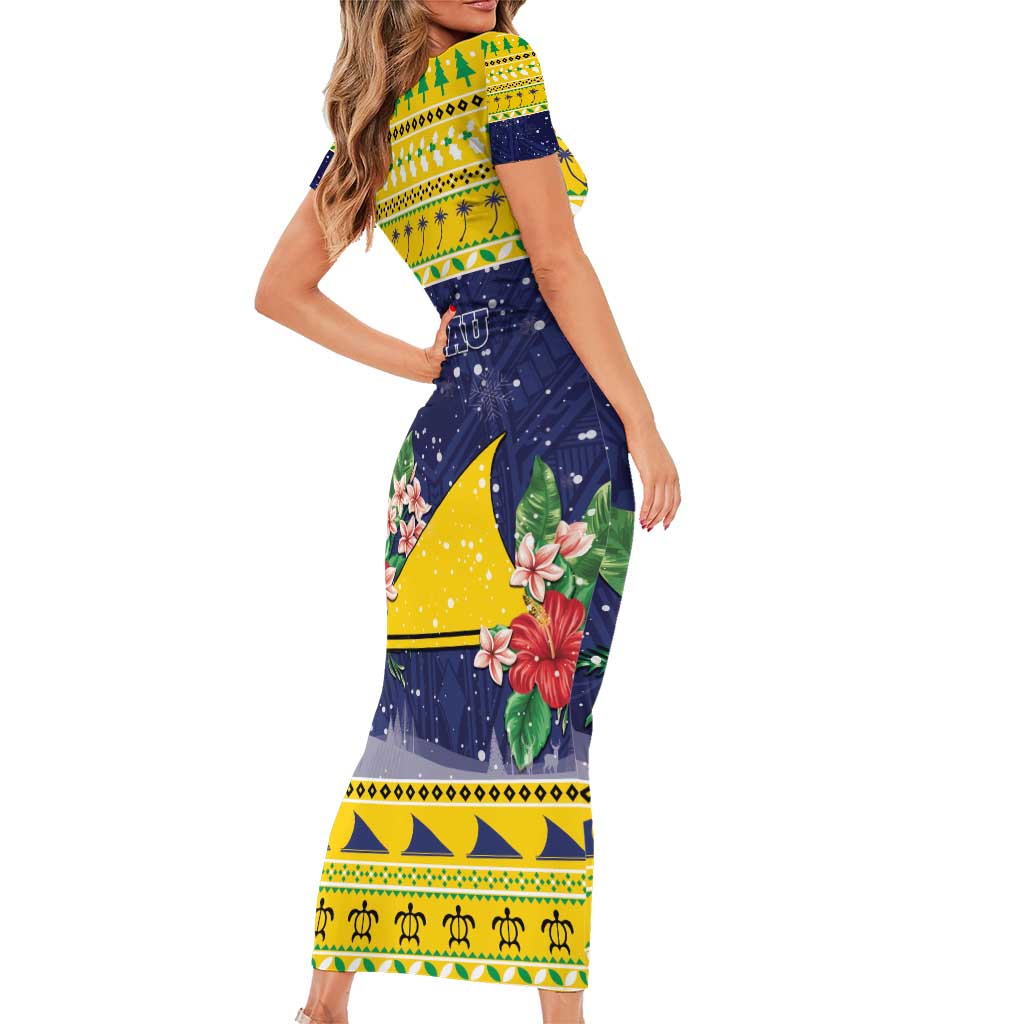 Tokelau Christmas Family Matching Short Sleeve Bodycon Dress and Hawaiian Shirt Tokelauan Badge Manuia Te Kilihimahi LT05 - Polynesian Pride