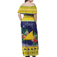 Tokelau Christmas Off Shoulder Maxi Dress Tokelauan Badge Manuia Te Kilihimahi