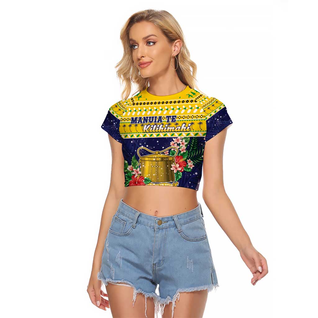 Tokelau Christmas Raglan Cropped T Shirt Tokelauan Badge Manuia Te Kilihimahi LT05 Female Yellow - Polynesian Pride