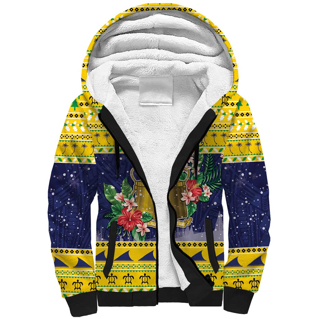 Tokelau Christmas Sherpa Hoodie Tokelauan Badge Manuia Te Kilihimahi LT05 Unisex Yellow - Polynesian Pride