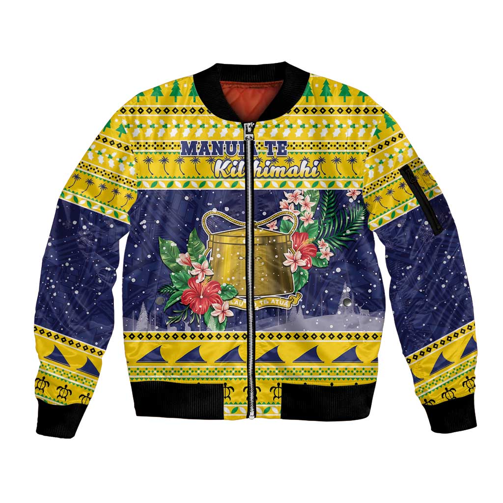 Tokelau Christmas Sleeve Zip Bomber Jacket Tokelauan Badge Manuia Te Kilihimahi LT05 Unisex Yellow - Polynesian Pride