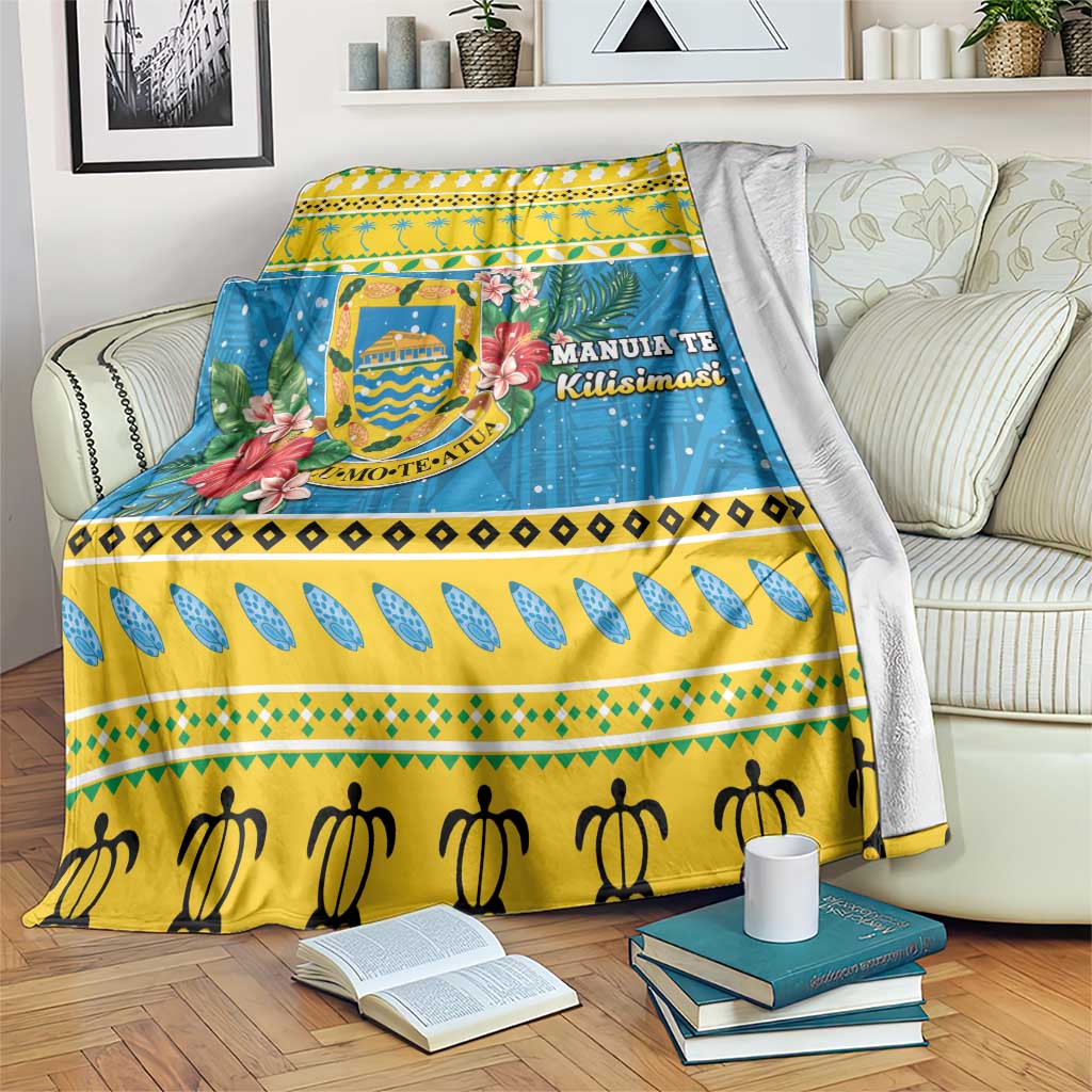 Tuvalu Christmas Blanket Coat Of Arms Manuia Te Kilisimasi LT05 Yellow - Polynesian Pride
