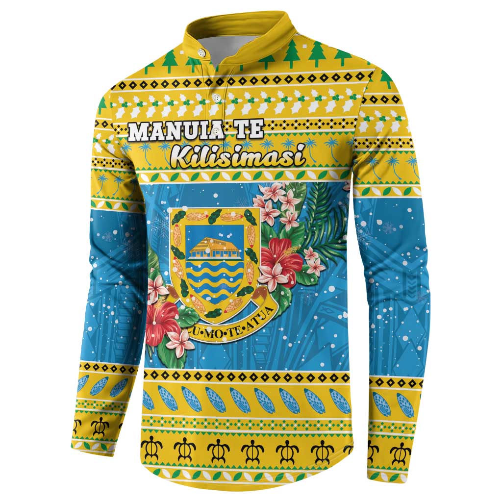 Tuvalu Christmas Button Sweatshirt Coat Of Arms Manuia Te Kilisimasi LT05 - Polynesian Pride