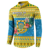 Tuvalu Christmas Button Sweatshirt Coat Of Arms Manuia Te Kilisimasi LT05 - Polynesian Pride