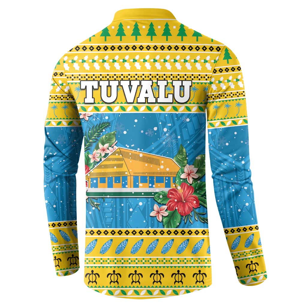 Tuvalu Christmas Button Sweatshirt Coat Of Arms Manuia Te Kilisimasi LT05 - Polynesian Pride
