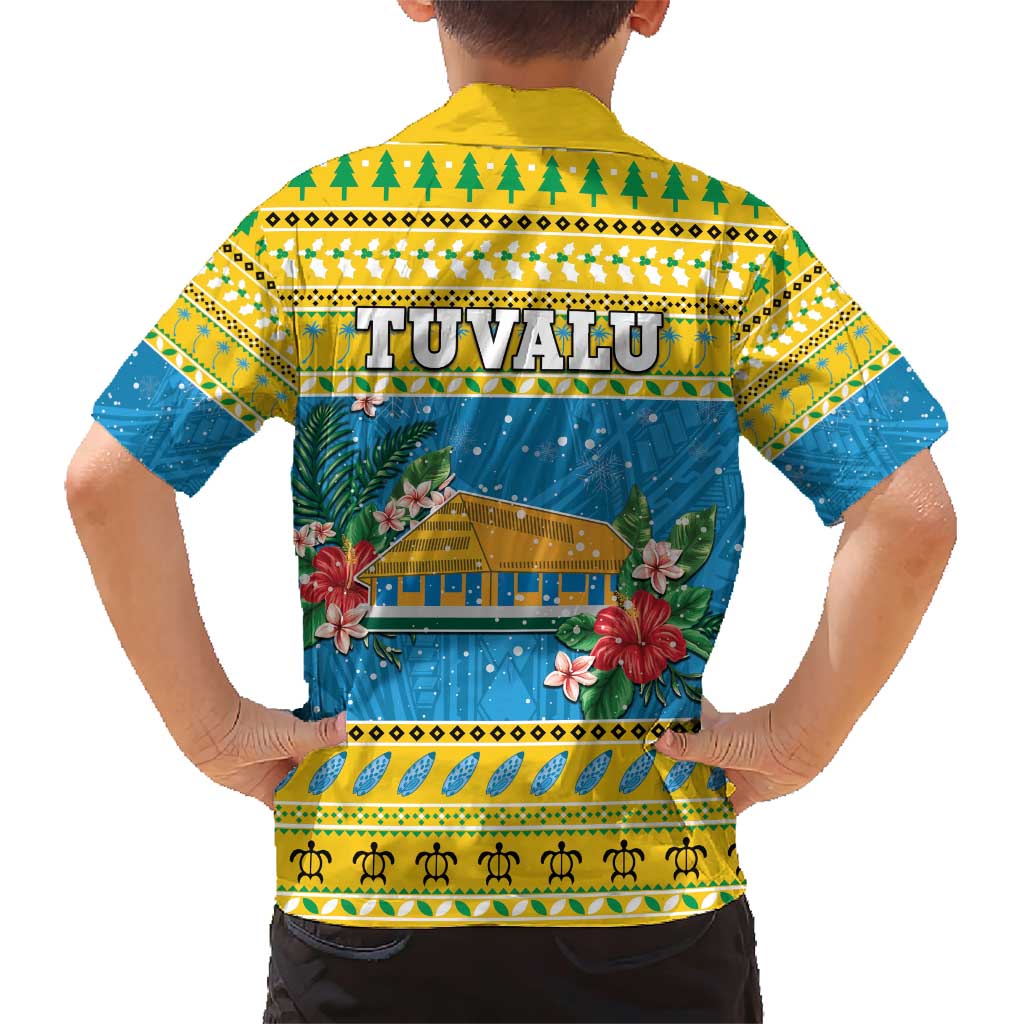 Tuvalu Christmas Family Matching Short Sleeve Bodycon Dress and Hawaiian Shirt Coat Of Arms Manuia Te Kilisimasi LT05 - Polynesian Pride