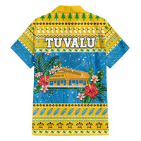 Tuvalu Christmas Family Matching Short Sleeve Bodycon Dress and Hawaiian Shirt Coat Of Arms Manuia Te Kilisimasi LT05 - Polynesian Pride