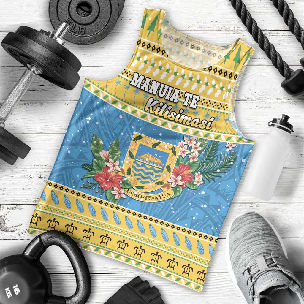 Tuvalu Christmas Men Tank Top Coat Of Arms Manuia Te Kilisimasi