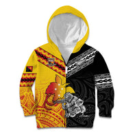 New Zealand And Papua New Guinea Rugby Custom Kid Hoodie Maori Kiwi With Bird of Paradise