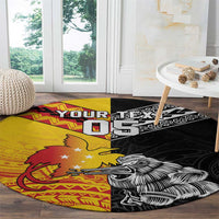 New Zealand And Papua New Guinea Rugby Custom Round Carpet Maori Kiwi With Bird of Paradise
