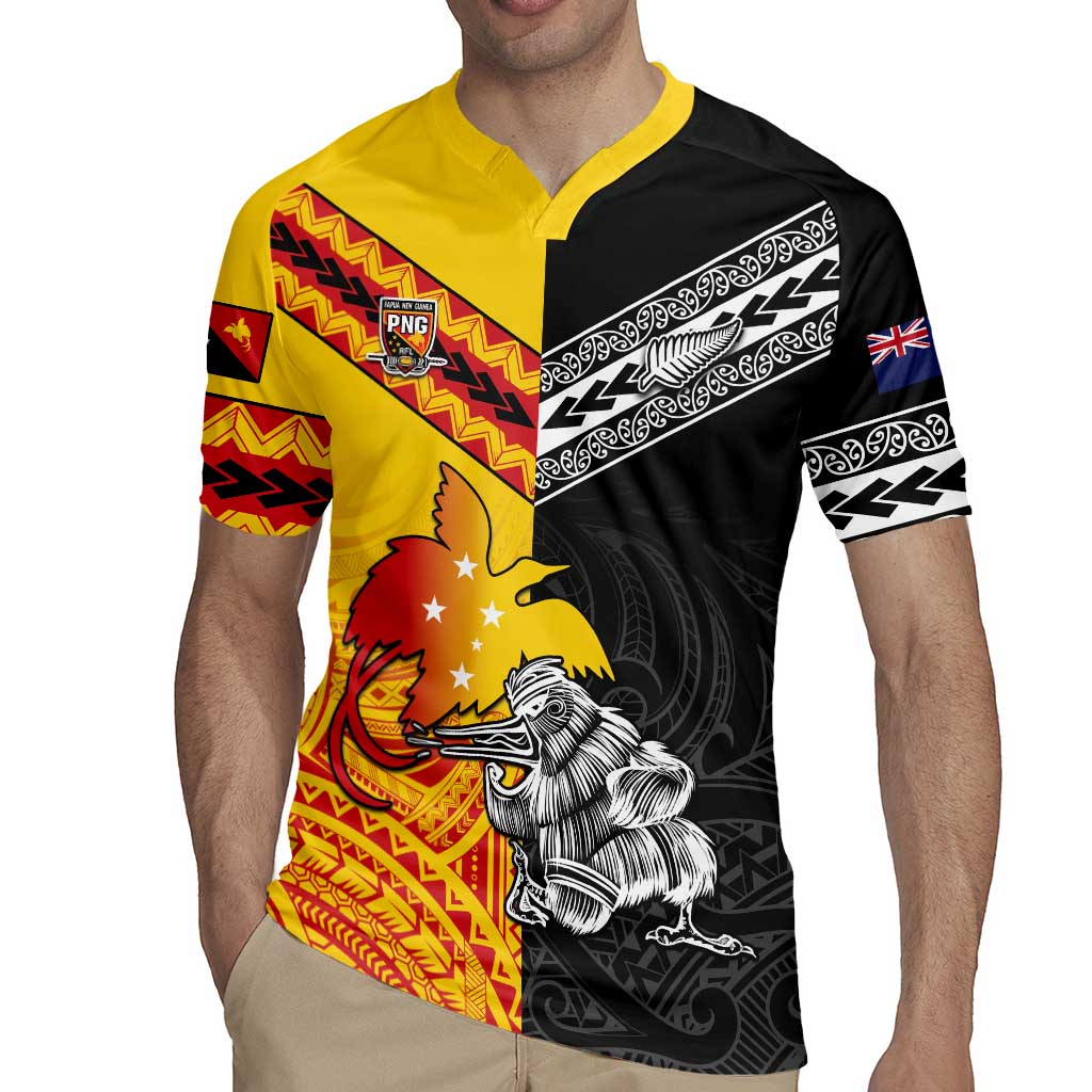 New Zealand And Papua New Guinea Rugby Custom Rugby Jersey Maori Kiwi With Bird of Paradise