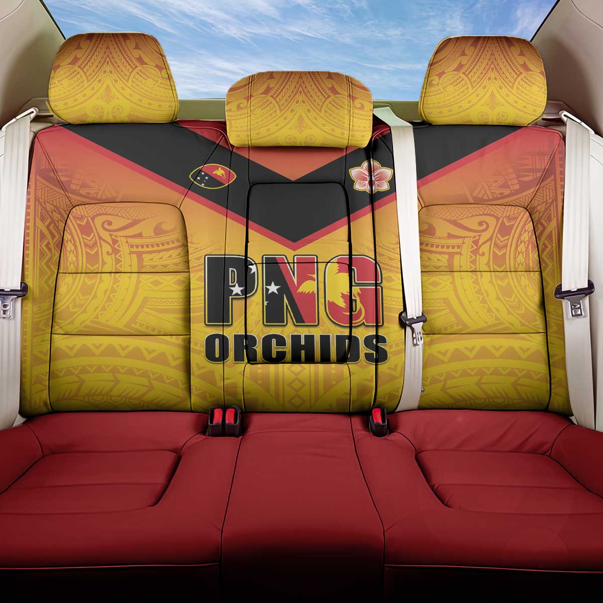 Papua New Guinea Rugby Back Car Seat Cover Go Orchids Pacific Champions LT05 One Size Yellow - Polynesian Pride