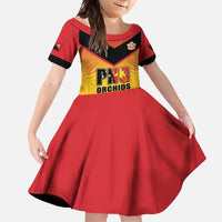 Papua New Guinea Rugby Custom Family Matching Mermaid Dress and Hawaiian Shirt Go Orchids Pacific Champions LT05 Daughter's Dress Yellow - Polynesian Pride