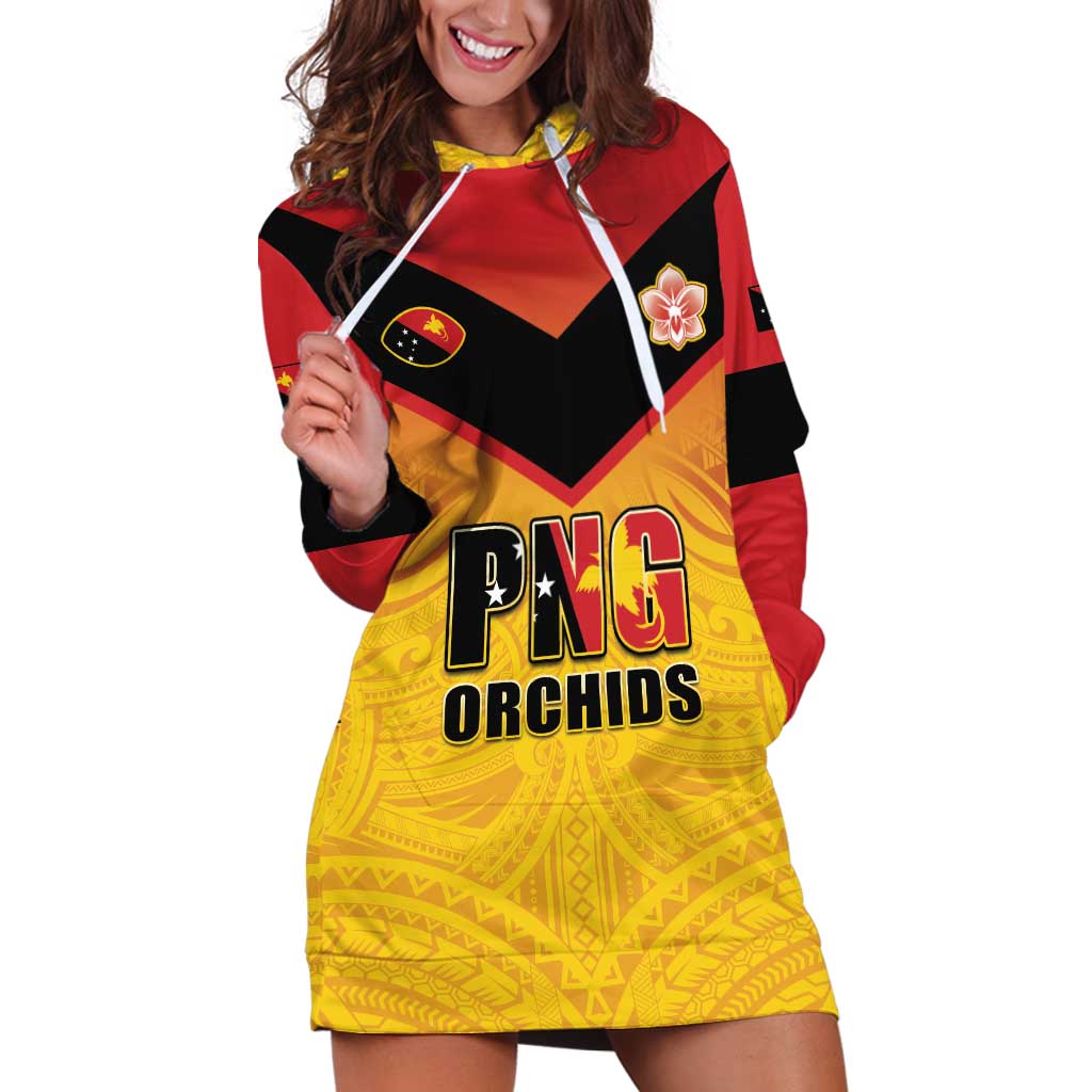 Papua New Guinea Rugby Custom Hoodie Dress Go Orchids Pacific Champions LT05 Yellow - Polynesian Pride