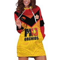 Papua New Guinea Rugby Custom Hoodie Dress Go Orchids Pacific Champions LT05 Yellow - Polynesian Pride