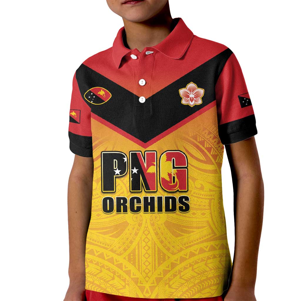 Papua New Guinea Rugby Custom Kid Polo Shirt Go Orchids Pacific Champions LT05 Kid Yellow - Polynesian Pride