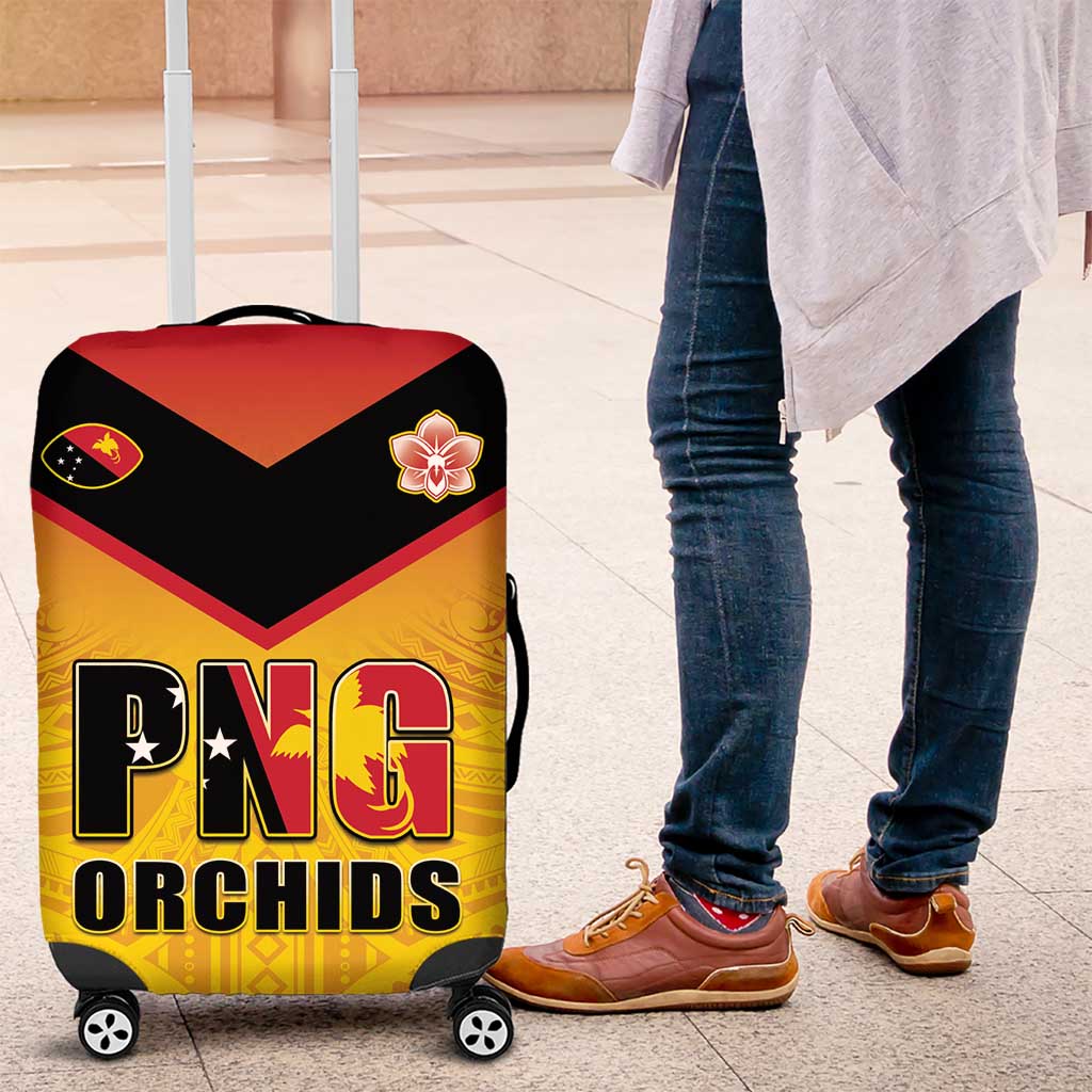 Papua New Guinea Rugby Luggage Cover Go Orchids Pacific Champions LT05 Yellow - Polynesian Pride