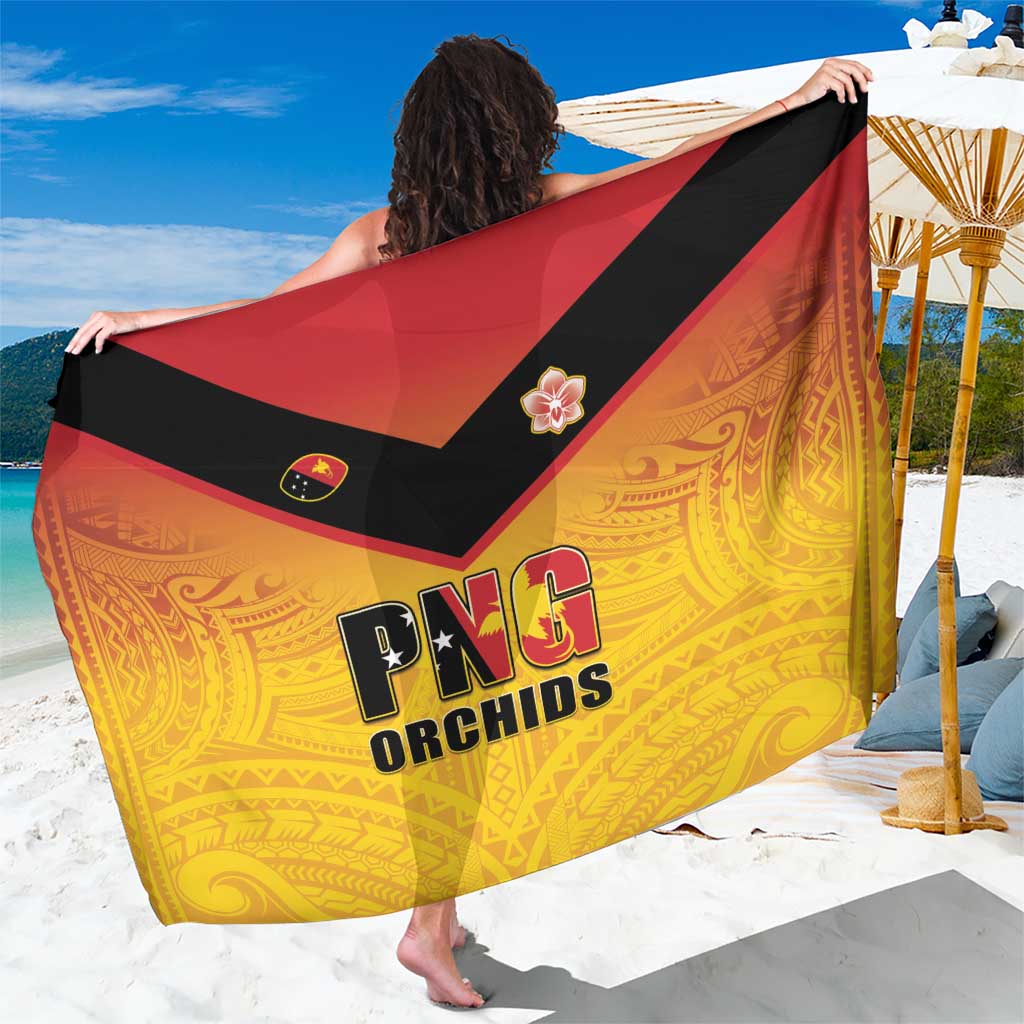 Papua New Guinea Rugby Sarong Go Orchids Pacific Champions LT05 One Size 44 x 66 inches Yellow - Polynesian Pride