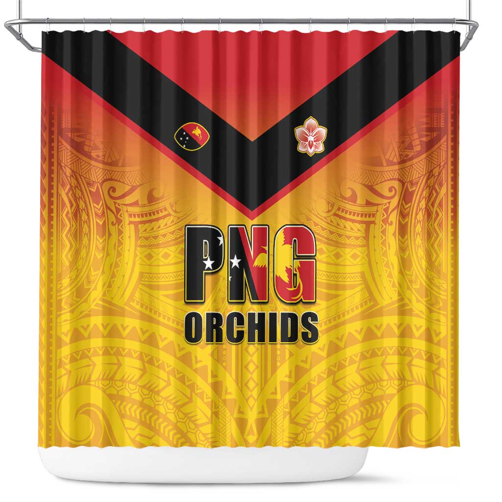 Papua New Guinea Rugby Shower Curtain Go Orchids Pacific Champions LT05 Yellow - Polynesian Pride